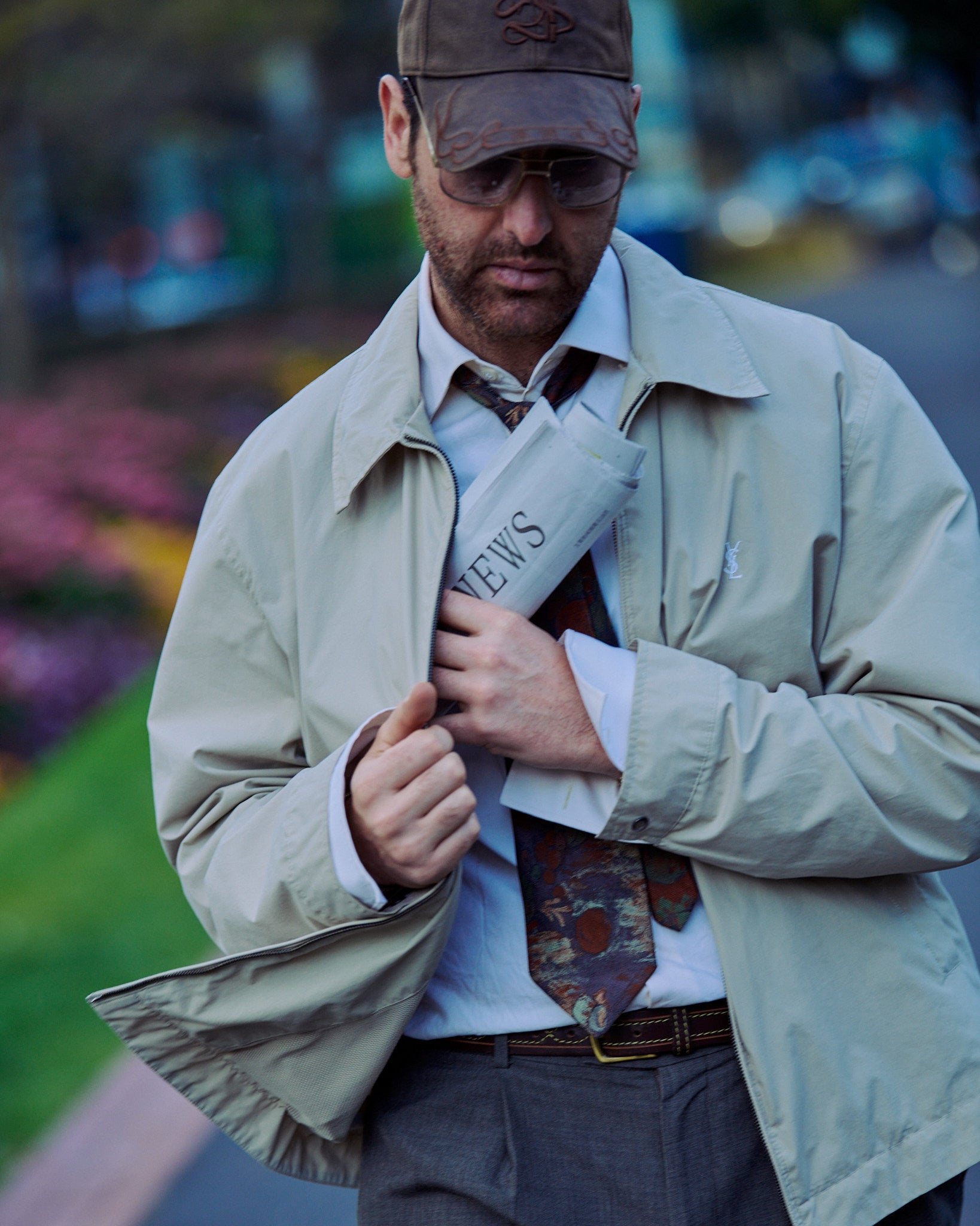 BANNERED WAXED COTTON BASEBALL CAP IN BURNT BROWN
