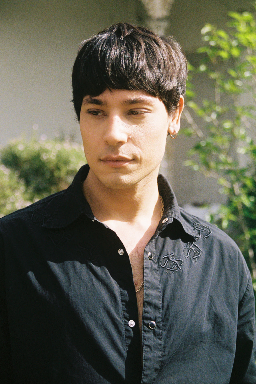 Black press-stud shirt