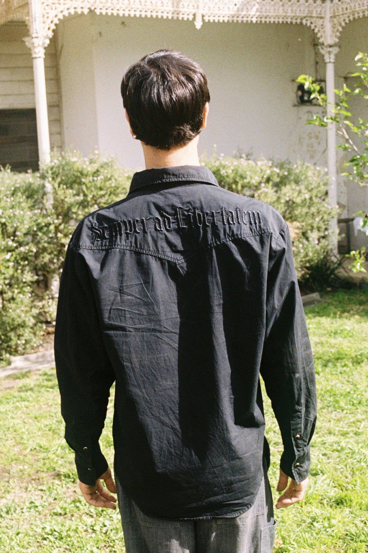Black press-stud shirt