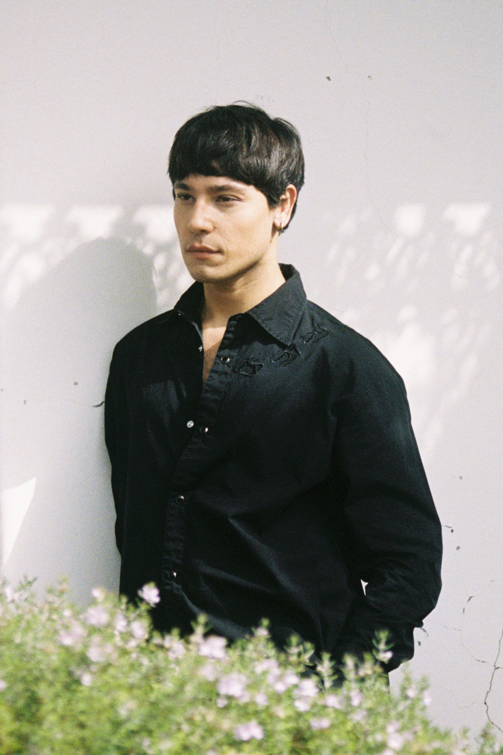 Black press-stud shirt