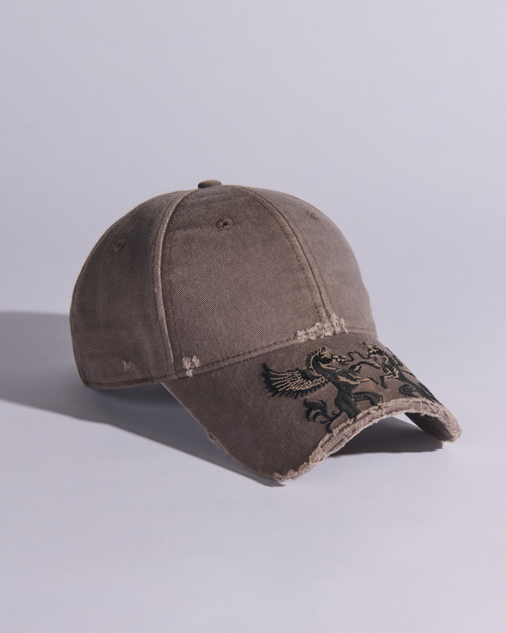 CUT-OFF BRIM BASEBALL CAP IN GREY X PURPLE HAZE